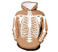Costume di Halloween da uomo con cappuccio da uomo con scheletro di Halloween con cappuccio foderato in pile felpa con cappuccio a maniche lunghe felpe con cappuccio vestibilità ampia oversize casual