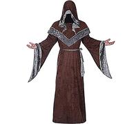 Costume di Halloween da uomo con cappuccio Stregone (XL, caffè)