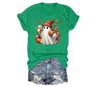 Costume di Halloween da uomo e da donna, maglietta a maniche corte, stampa Carnevale 2025, scollo rotondo, maglietta Autumn Fall Shirts, verde, XXL