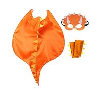 Costume di Halloween dinosauro mantello per bambini con cappuccio, costume semplice per Halloween o per travestire viaggio nel tempo, romanticismo medievale (arancione, taglia unica)
