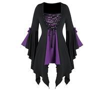 Costume di Halloween Donna da Principessa Cosplay Abito Corto Pipistrello Gotico Strega Malvagia Stampa Sanguinosa Vestito Stile Vintage, Medievale, in Vita