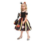 Costume di Halloween per Bambine Set Abito Da Festa Copricapo Borsetta