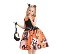 Costume di Halloween per Bambine Set Abito Da Festa Copricapo Borsetta