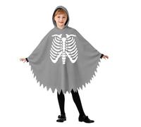 Costume di Halloween per bambini con stampa di scheletro, mantello per | Morbido mantello con stampa scheletrata, tessuto giapponese, spaventoso carino e traspirante, taglia 36-44