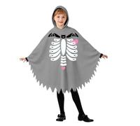 Costume di Halloween per bambini con stampa di scheletro, mantello per | Morbido mantello con stampa scheletrata, tessuto giapponese, spaventoso carino e traspirante, taglia 36-44