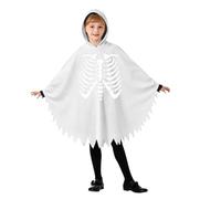 Costume di Halloween per bambini con stampa di scheletro, mantello per | Morbido mantello con stampa scheletrata, tessuto giapponese, spaventoso carino e traspirante, taglia 36-44