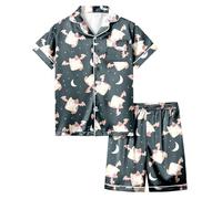 Costume di Halloween per bambini e bambine, set da 2 pezzi, a maniche corte, stampato, abbigliamento da gioco casual, comoda vita elastica, abbigliamento per la vita di tutti i giorni tra fratelli e