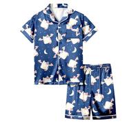 Costume di Halloween per bambini e bambine, set da 2 pezzi, a maniche corte, stampato, abbigliamento da gioco casual, comoda vita elastica, abbigliamento per la vita di tutti i giorni tra fratelli e