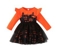 Costume di Halloween per bambini e bambine, vestito di Halloween, a maniche lunghe, con stampa a cartone animato, per bambini, casual, scuola, spiaggia, occasione, racconti di Natale, marrone, 3-4