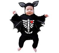 Costume di Halloween per Bambini Manica del Pipistrello Tuta con Cappello Bimba Unisex Vestito da Strega Cosplay Mantello Adatto Altezza 90-150 Cm