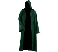 Costume di Halloween per bambini, per cosplay, costume da mantello, tunica con cappuccio, per Halloween, per donne nel Medioevo (verde, 7-8 anni)