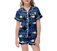 Costume di Halloween per Bambini, Pigiama di Halloween per Ragazze, Stampa a Pipistrello, Pantaloncini a Maniche Corte, Comodo Abbigliamento Casual