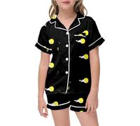 Costume di Halloween per Bambini, Pigiama di Halloween per Ragazze, Stampa a Pipistrello, Pantaloncini a Maniche Corte, Comodo Abbigliamento Casual