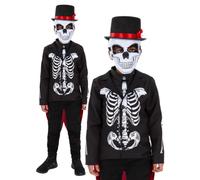 Costume Di Halloween Per Bambini Senor Skeleton Del Giorno Dei Morti + Maschera