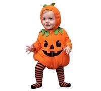Costume di Halloween per Neonato a Zucca con Cappuccio Leggings a Piedi a Righe Set 2 Pezzi per Bambini 0-24 Mesi Tutina Morbida in Cotone Footed Pantaloni per Feste Foto e (A03-Orange, 6-12 Months)