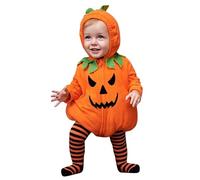 Costume di Halloween per Neonato a Zucca con Cappuccio Leggings a Piedi a Righe Set 2 Pezzi per Bambini 0-24 Mesi Tutina Morbida in Cotone Footed Pantaloni per Feste Foto e (A02-Orange, 12-18 Months)