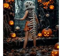 Costume di Halloween, set di costume realistico da scheletro di dinosauro, abiti per Halloween, copricapo con teschio di dinosauro e spina dorsale, costume per adulti (adulto, 115 cm)