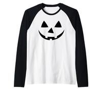 Costume di Halloween Spaventoso Jack-O-Lantern Black Pumpkin Face Maglia con Maniche Raglan