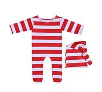 Costume di Natale per neonati, per fotografia, con cappello da Babbo Natale, vestiti a righe bianche e rosse