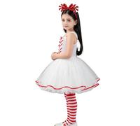Costume di Natale per ragazze Abito in tulle senza maniche con un | Costume natalizio con collant per bambine dai 2 ai 12 anni, festa di fine anno, carnevale, spettacolo