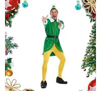 Costume di Natale | Set completo | Cosplay | Set cosplay con cappello stivali in tessuto traspirante vestito per festival Ren-Faire Halloween evento a tema Fantasy