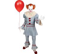 Funidelia Costume Ufficiale di Pennywise IT Capitolo Due per Uomo con camicia, pantaloni, colletto e ponpon decorativi, Tenuta di IT per Adulto, Costumi di Carnevale, Halloween e Feste - Taglia XL