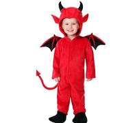 Costume di Piccolo Demone Bambino e Bambina - Include Ali,Cappuccio,Corna e Coda - Costumi di Halloween, Diavoli e Demoni per Carnevale,Cosplay,Feste e Celebrazioni - Ideale per Bambini - Rosso