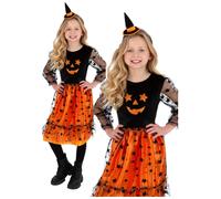 Costume Di Zucca Per Ragazze Halloween Abito Elegante Età 1-9 Bambini