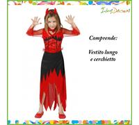 Costume diavola bambina taglia 3/4 anni abito rosso diavolessa Halloween Atosa
