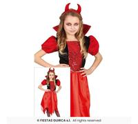 Costume Diavoletta Per Bambine Halloween Multicolore + Cerchietto Età 3-4