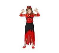 Costume diavolo bambina taglia 7/9 anni vestito diavolessa rosso festa halloween