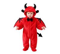 Costume Diavolo Bambino Morbido in Flanella Calda con Cappuccio e Cornetti | Flanella Morbida e Cappuccio con Cornetti, un Costume Diavolo Divertente con Chiusura Facile per Halloween e per il Carnevale