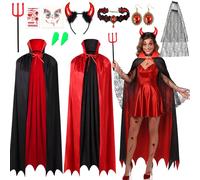 Costume Diavolo Donna Vampiro Cosplay Costume Halloween Carnevale 8pcs Mantello
