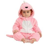 Costume Dinosauro Bambino Bambina con Cappuccio 3 Mesi-5 Anni in Flanella con Cappuccio Pagliaccetti Drago Invernale Caldo da Gattonamento Vestito Carnevale Halloween Divertenti per Casa, FestaRosa