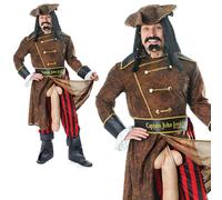 Costume Divertente Da Stag Per Uomo Capitano Pirata John Longfellow Nuovo