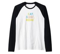 Costume Divertente per Gli Amanti dei Meme con Meme Mangiare, Dormire Maglia con Maniche Raglan