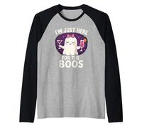 Costume Divertente per Halloween con Scritta I'm Just Here for The Boos Fantasma Maglia con Maniche Raglan