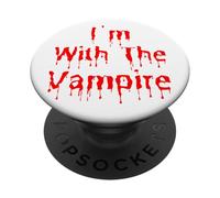 Costume divertente per Halloween con scritta "I'm With The Vampire" PopSockets PopGrip Adesivo
