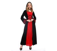 Costume Donna Donne Carnevale Vestito Medioevo Elfo Principessa Nero Rosso M