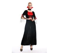 Costume Donna Donne Halloween Male Fata Vampiro Abito Lungo Nero Rosso Tgl M