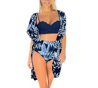 Costume Donna Due Pezzi Brasiliana Intero Mare Costume da Bagno con Spalline da Sogno con Copricostume, Bagno Donna a Tre Pezzi, Nuovo Bikini Curvy 2 Pezzi (Sky Blue, XXL)