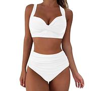 Costume Donna Due Pezzi Brasiliano Estate Spiaggia Bikini a Due Pezzi Push Up Vita Alta Scollo a V Curvy Beachwear Surf Triangolo Vacanza Costume Piscina Hot Classico Elastico Costumi Da Mare