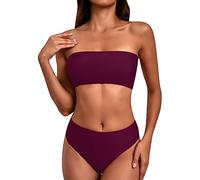 Costume Donna Due Pezzi Curvy Bikini Triangolo Costume da Bagno a Due Pezzi da Donna Bagno Bikini Sexy con Lacci sul Seno Multicolore Costumi Vita Alta Push up Imbottiti (RD2, S)