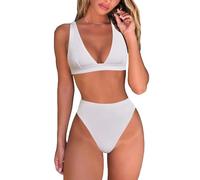 Costume Donna Due Pezzi Mare Bikini da Bagno con Top Triangolo Coppe Estraibili e Slip Vita Alta Sgambata Fantasie Vivaci Maioliche e Fiori di Sicilia Triangolo Imbottito