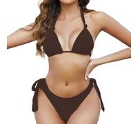 Costume Donna Due Pezzi Push up da Bagno Mestruale New Bikini Women's Two Piece Swimsuit Solid Color Three Point European And American Sexy Bikini Push up Costumi da Bagno Mestruali (Coffee, S)