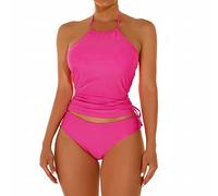 Costume Donna Due Pezzi Push Up Imbottitura Sexy Bikini Set Imbottito Reggiseno Elegante Triangolo Regolabili Mare Spiaggia Swimwear Retro Lacci Appendere al Collo Tinta Senz a Schienale S pacco