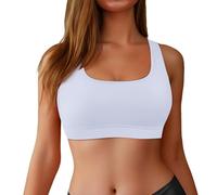 Costume Donna Due Pezzi,Reggiseno Sportivo da Bagno con Schiena Scoperta da Donna, Bikini con Collo Alto, Costume da Bagno Nero da Allenamento, Top Imbottiti (White, S)