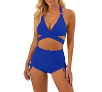 Costume Donna Due Pezzi Sportivo Bikini Push Up Bikini da Donna con Laterali con Lacci, Costume da Bagno A Due Pezzi, Costumi Bagno A Vita Alta, Costumi Curvy Intero Senza