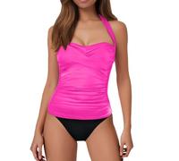 Costume Donna Due Pezzi Tankini, Set di Tankini Due Pezzi Stampato Floreale con Ritagli Laterali Motivo alla Moda Ideale per Uscite in Spiaggia Primavera Estate
