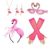Costume Donna Fenicottero,Fasce per Capelli Fenicottero, Hawaiano Decorazione, Accessori Costume Hawaiani Donna, Occhiali Divertenti Collana Orecchini Guanti, Accessori Costume Festa Carnevale
